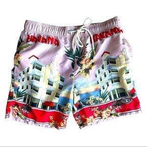 𝅺PACSUN Men’s Printed Havana Pink Bathing Swim Suit Size Small 
